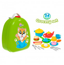 Игровой рюкзак Технок с посудой и продуктами пластиковый 8225