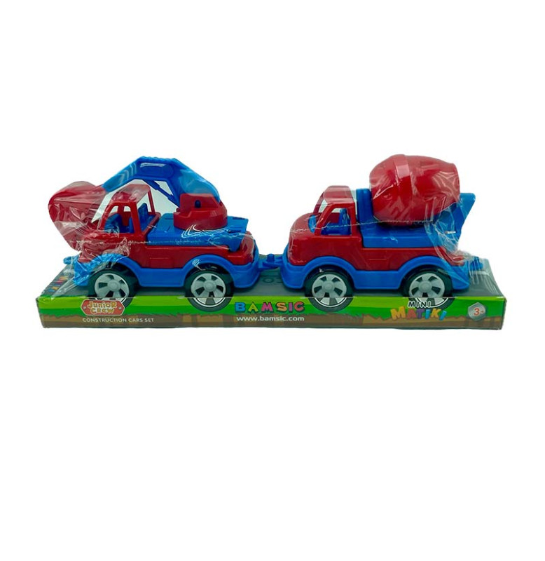 Набір техніки бетонозмішувач і эксковатор Mini Matiki Бамсик 002/9_Blue-Red