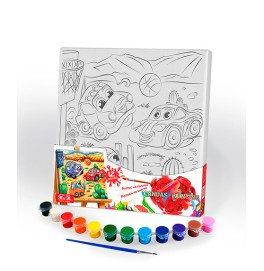 Картина по номерам Danko Toys "Canvas Painting" машинки 31x31 см