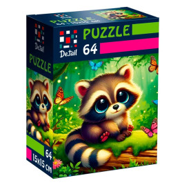 Пазл De.tail Енот с бабочками 64 детали DT1234-12