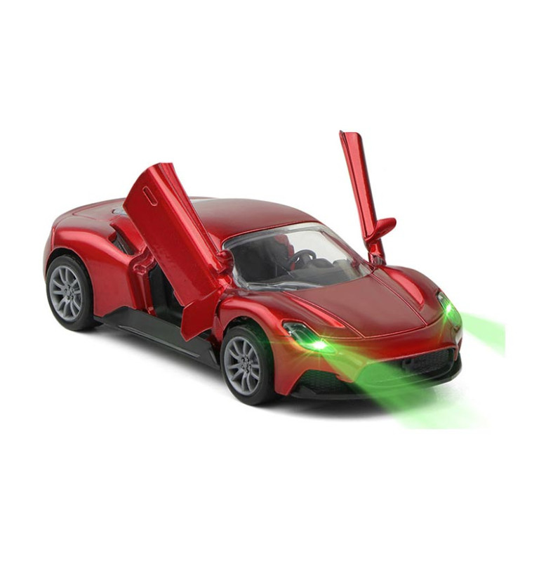 Машинка спортивна 1:32 металева інерційна з світлом і звуком K175B33_Red