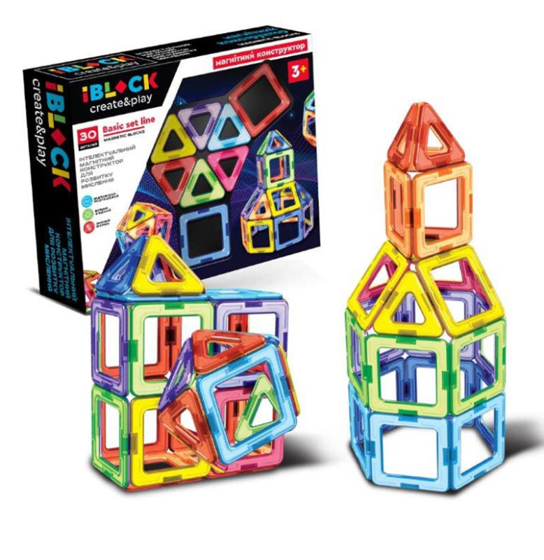 Конструктор IBLOCK магнитный 30 деталей PL-923-526 Конструктор IBLOCK магнитный 30 деталей PL-923-526