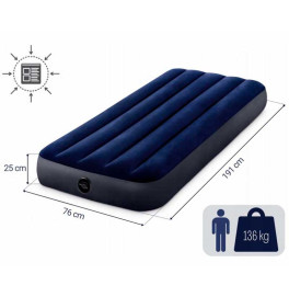 Надувной матрас Intex одноместный с клапаном (76x191x25 cм)