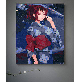 Картина по номерам с лаком ArtCraft аниме без подрамника "Mitsuha Miyamizu