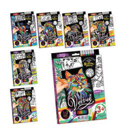 Набор для творчества Danko Toys "Бархатная раскраска фломастерами VELVET" VLV-01-01,02,03...10