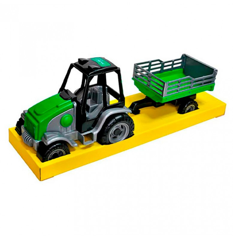 Игрушка Трактор Tigres Мастер с бортовым прицепом 40099_Green
