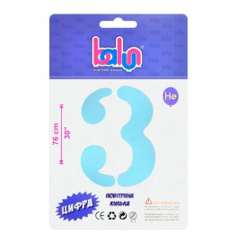 Фольгированный шарик-цифра Balun "3" sugar blue 30" 76 см 02423