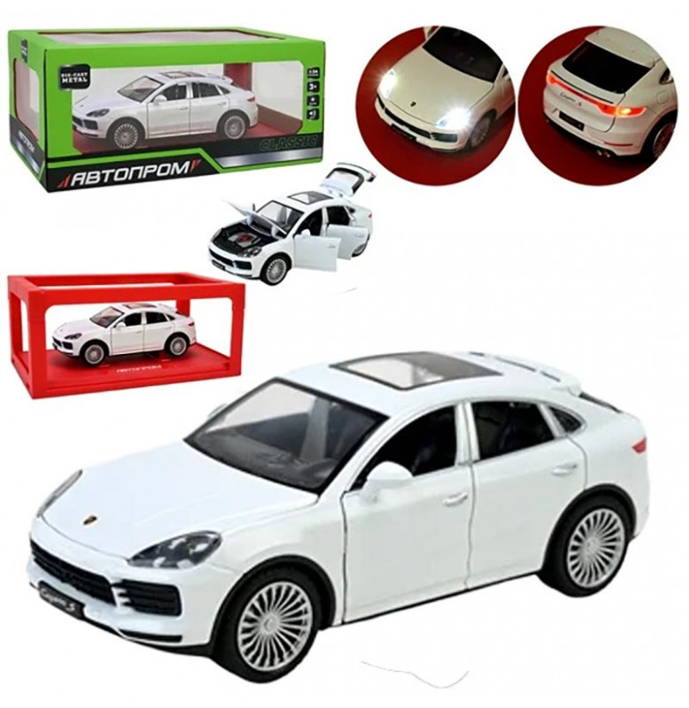Машинка Автопром Porsche cayenne металлическая со светом и звуком. AP7733_White