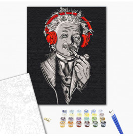 Картина за номерами з лаком ArtCraft "Ейнштейн у навушниках" 40*50 см 10314-AC