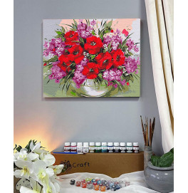 Картина по номерам с лаком ArtCraft цветы "Яркая композиция" 40*50 см