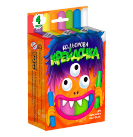 Крейда DankoToys кольорова серії Крейдочка великі 4 кольори КRD-02-03U Крейда DankoToys кольорова серії Крейдочка великі 4 кольори КRD-02-03U