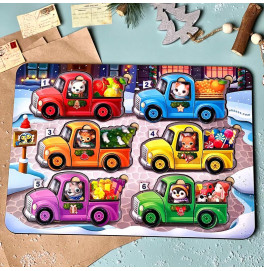 Пазл-вкладка UBEE "Тварини на машинках" з дерева ПСФ132