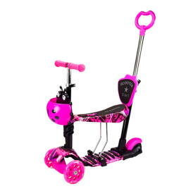Самокат дитячий 3-х коліс 5 в 1, mix 5 кольорів, колеса PU зі світлом SC20482_Pink Самокат дитячий 3-х коліс 5 в 1, mix 5 кольорів, колеса PU зі світлом SC20482_Pink
