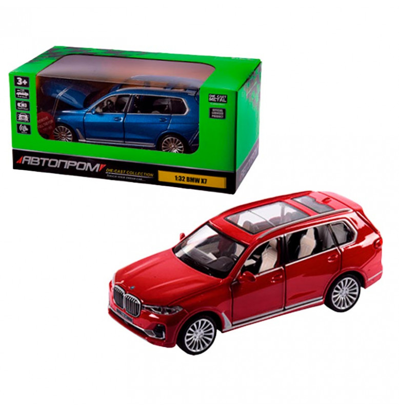Машинка Автопром BMW X7 1:32 металлическая со светом и звуком. 68470_Red