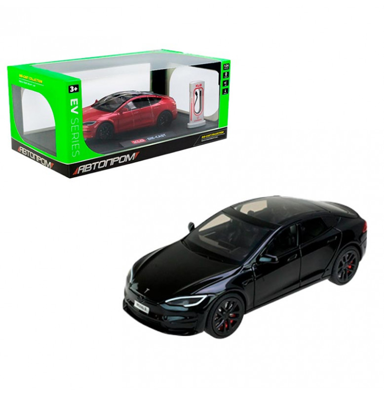Машинка Автопром 1:24 металлическая с зарядной станцией AP7713_Black