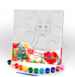 Картина за номерами Danko Toys "Canvas Painting" Кіт 31 на 31 см PX-07-09