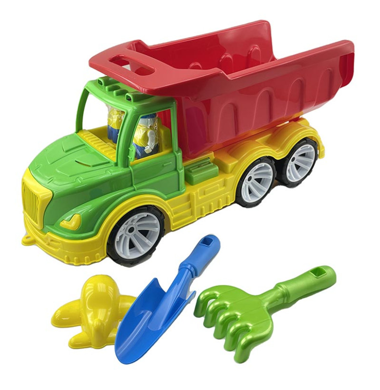 Детский самосвал Mati лопата грабельки ремень Бамсик лопата грабельки 009/13_Green-Red