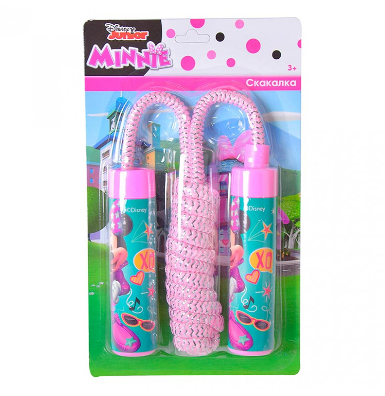 Скакалка арт. LS1018 (144шт/2) Минни Маус, длина 2,2 м, планш. LS1018_Pink