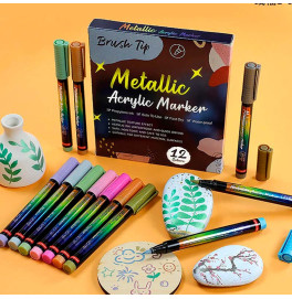 Маркери акрилові Brush Tip 12 кольорів ASTDM-4236