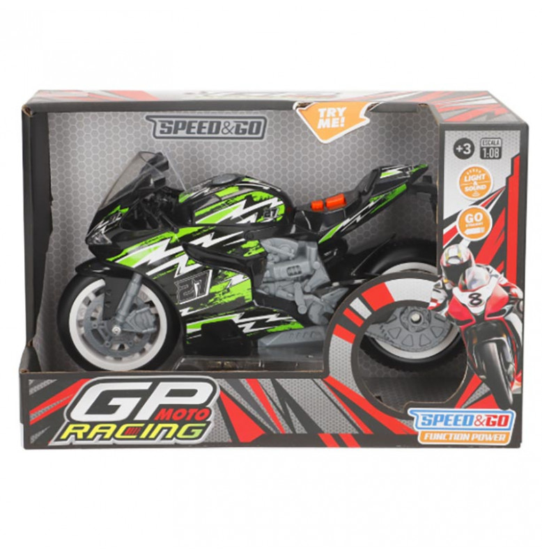 Игрушечный мотоцикл со звуком на батарейках 5520_Green