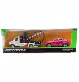 Машина метал. АВТОПРОМ арт. 7414 (96шт/2) эвакуатор+машинка, 1:50 AP7461_White-Pink