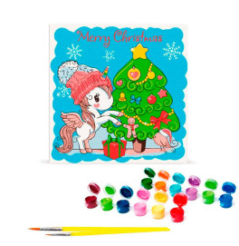 Картина по номерам "Единорожка с елкой" 30х30 см 15554-AC Картина по номерам "Единорожка с елкой" 30х30 см 15554-AC