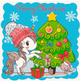 Картина по номерам "Единорожка с елкой" 30х30 см 15554-AC Картина по номерам "Единорожка с елкой" 30х30 см 15554-AC