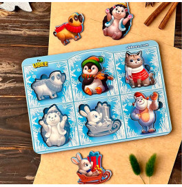 Новогодние вкладки с фоном UBEE 6 шт. ПСД244