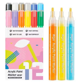 Маркери акрилові Brush Tip 12 кольорів SMQ-9155A