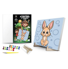 Каритная по номерам qbee "Милый кролик" с деревянной подставкой 25х25 см. QB900-072