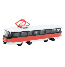 Трамвай АВТОПРОМ 1:54 19,5 см 6411ABD_Red-White