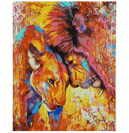 Картина по номерам Stateg Акварельная любовь львов 40х50 см SY6905 Картина по номерам Stateg Акварельная любовь львов 40х50 см SY6905