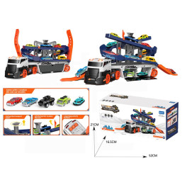 Іграшкова Вантажівка автовоз паркинг трансформер 46 см гараж трек 2в1 світл E7007