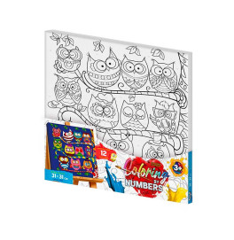 Картина по номерам "Coloring by numbers" Danko Toys Совы на ветке 31см*31см