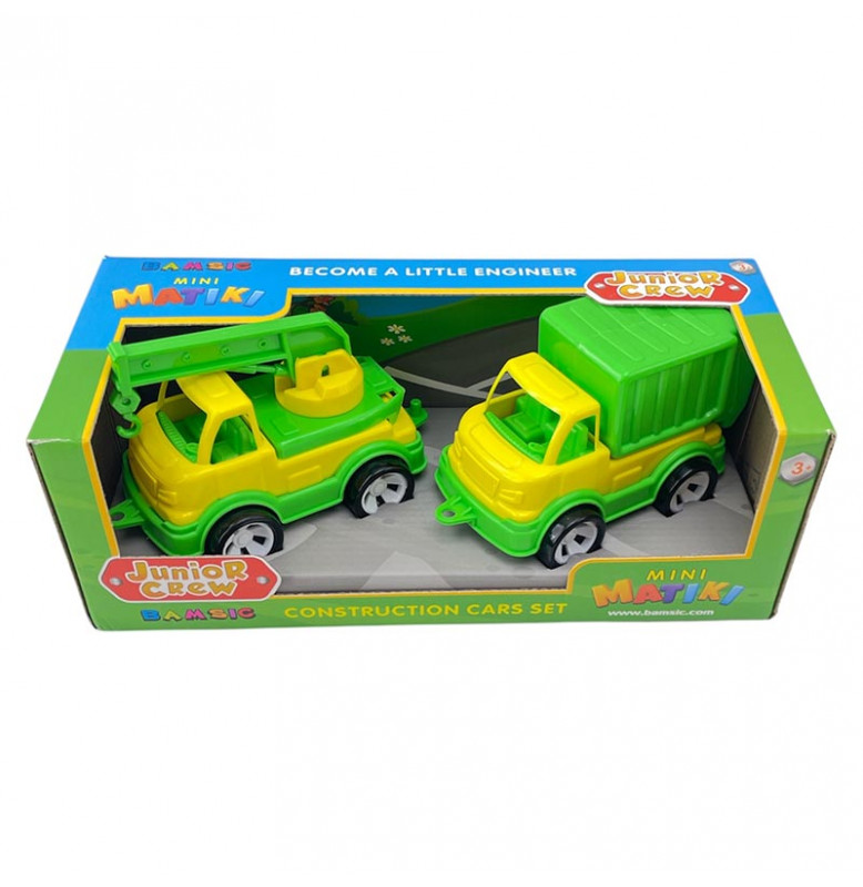 Набор машинок кран с мусоровозом. 002/15_Yellow-Green
