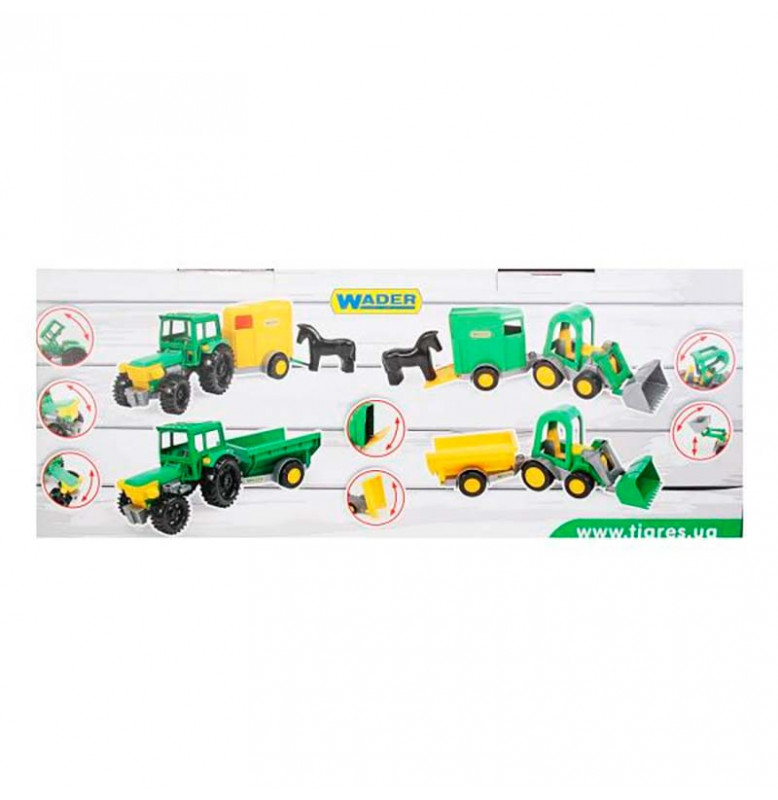 Машинка Tigres Трактор із причепом 39348_Trailer, Green-Green
