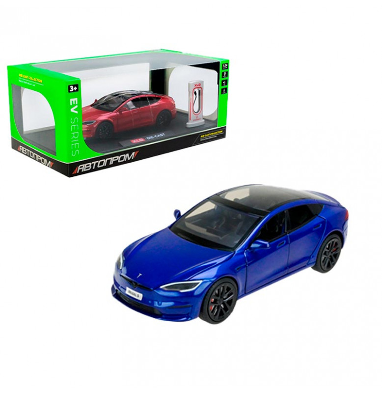 Машинка Автопром 1:24 металлическая с зарядной станцией AP7713_Blue