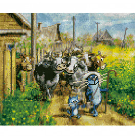 Алмазная картина "Веселые пастушки", 30х40 см HX090