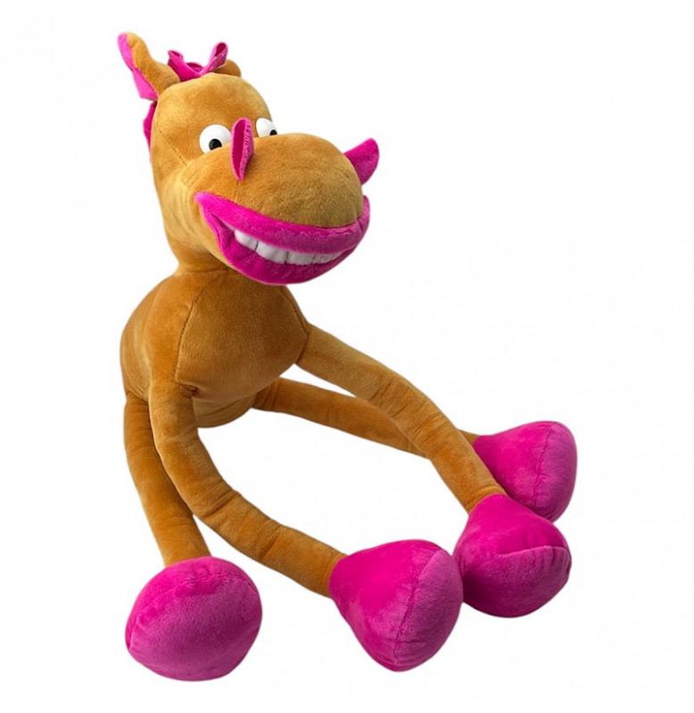 Мягкая игрушка Лошадь Мирон 35 см 0175_Orange-Pink