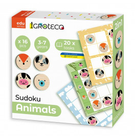 Настольная игра Igroteko Судоку Животные 16 элементов из дерева 900705