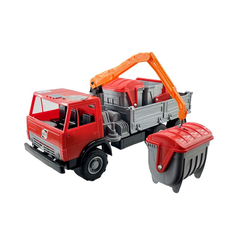 Машинка Оріон Вантажівка X3 з маніпулятором та баками 280_Red-Gray