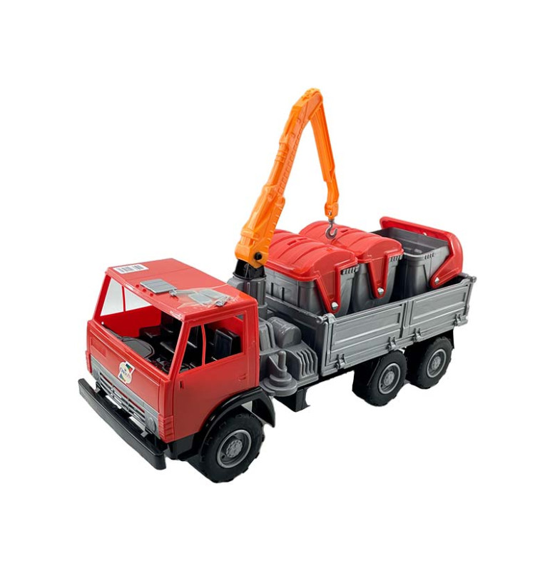 Машинка Оріон Вантажівка X3 з маніпулятором та баками 280_Red-Gray