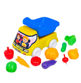 Машинка Бамсик самосвал №5 с овощами 3691_Yellow-Blue