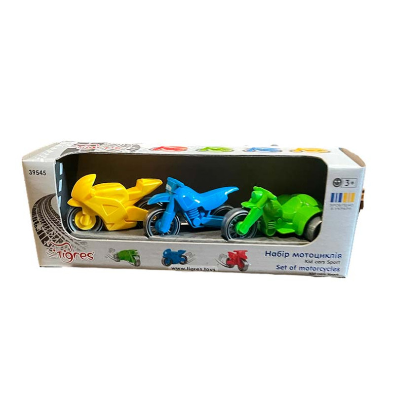 Набір мотоциклів "Kid cars Sport" 3 шт. 39545_Yellow-Blue-Green