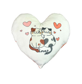 Подушка плюшевая Сердце "Влюбленные котики" размер 44*40 см красная 60759