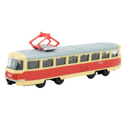 Трамвай АВТОПРОМ 1:54 19,5 см 6411ABD_Red-Gray