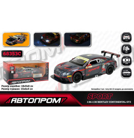 Машинка Автопром Bentley Continental GT3 металлическая со светом и звуком. 68353C