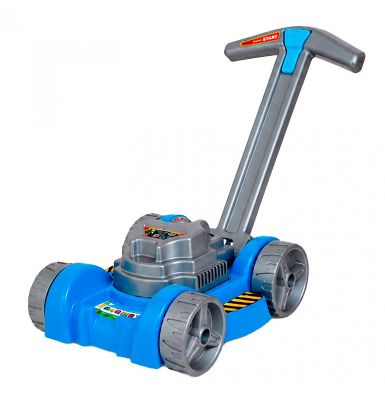 Детская игрушечная газонокосилка Бамсик с ручкой 5501_Blue