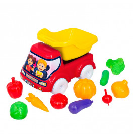Машинка Бамсик самосвал №5 с овощами 3691_Red-Yellow