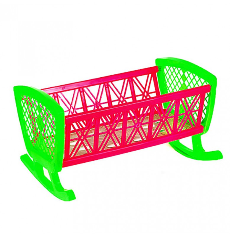 Кровать для кукол, пластмас, разноцветная 6_Green-Pink